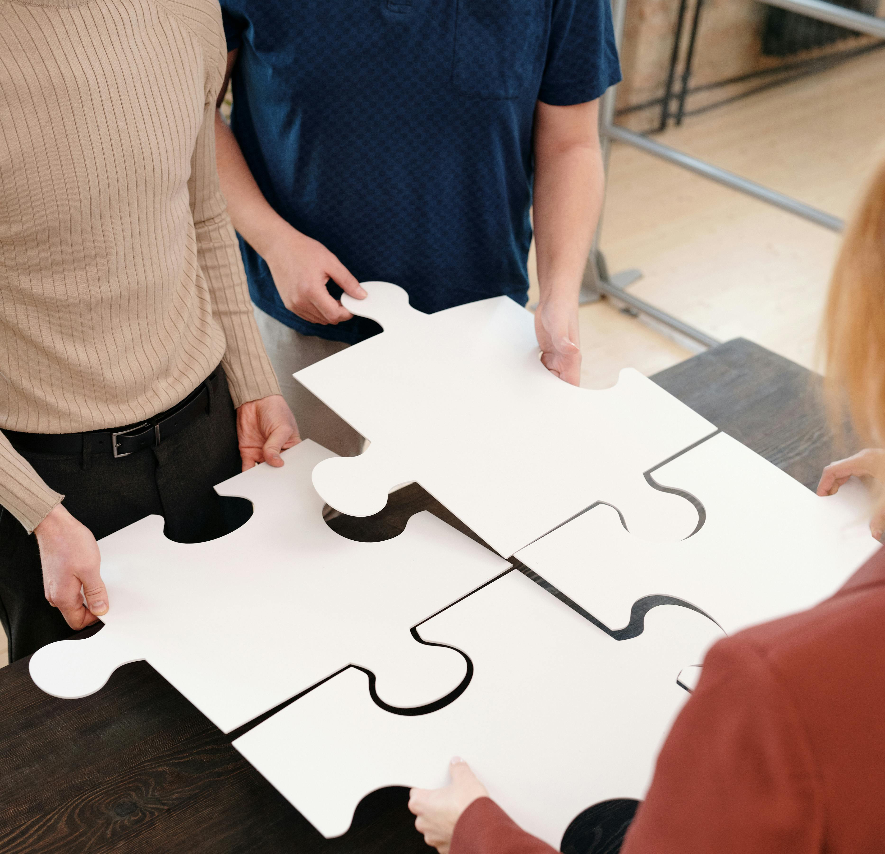 A team assembling a puzzle